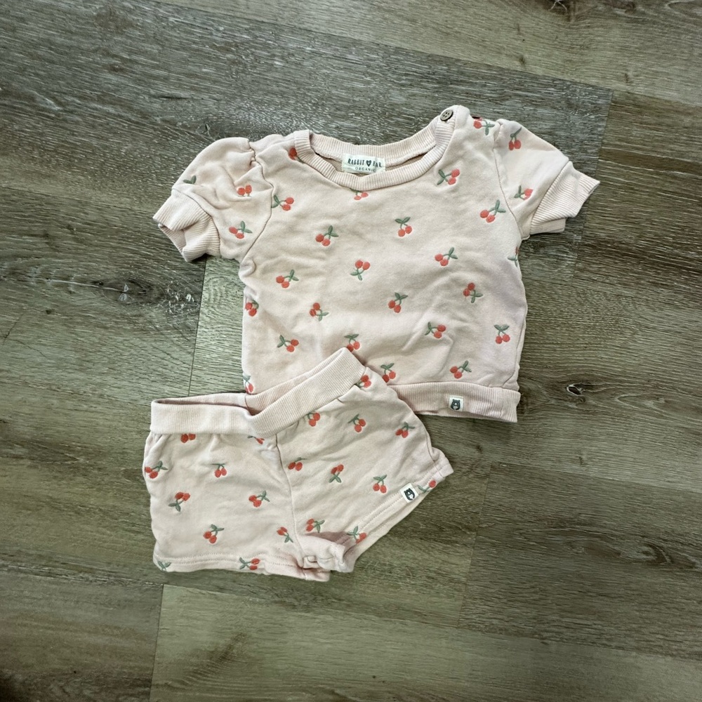 Pink Cherry Print Baby Outfit